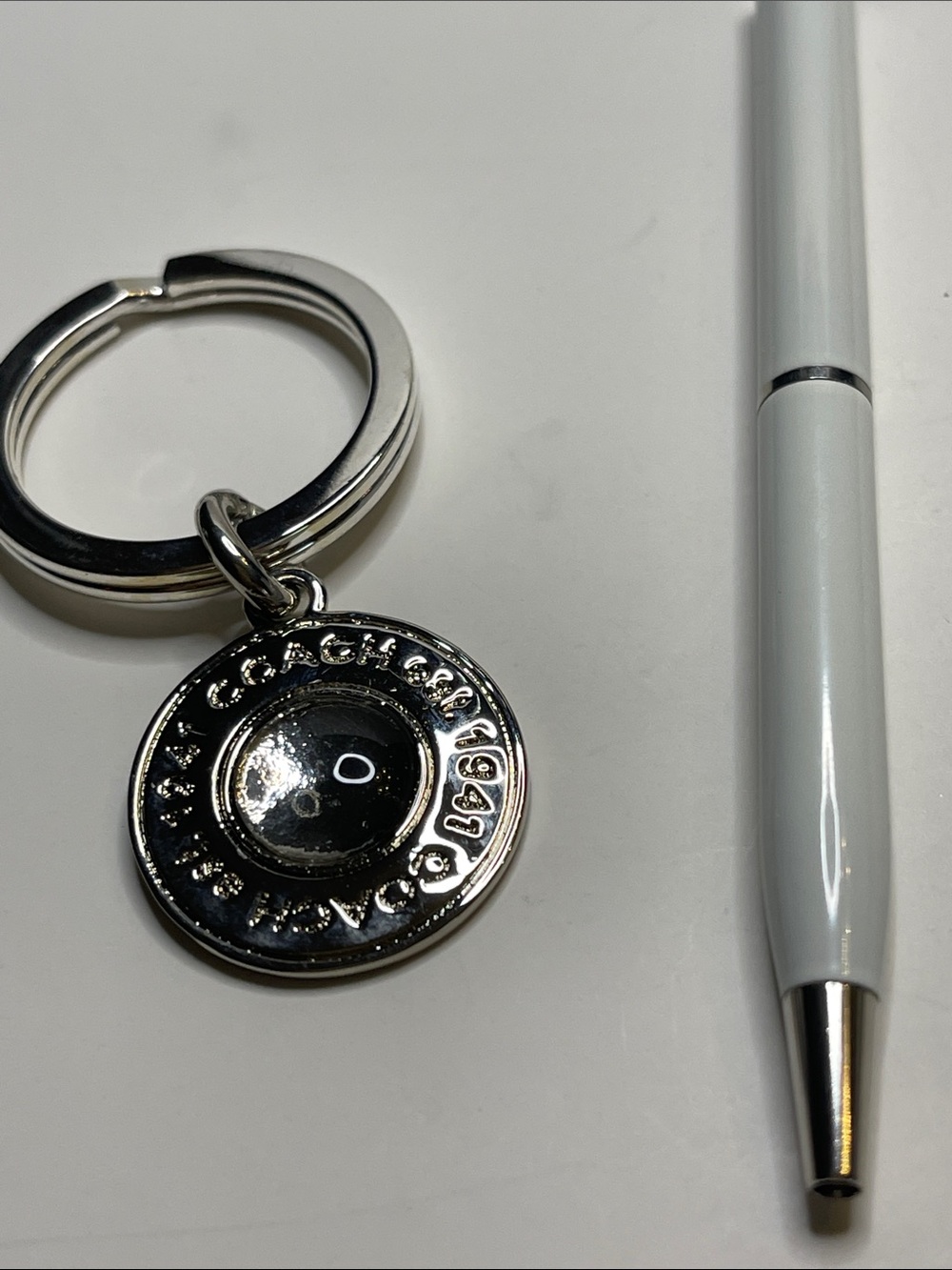 Coach Silver-tone Round Logo Keyring and Coach Pen - Picture 1 of 7